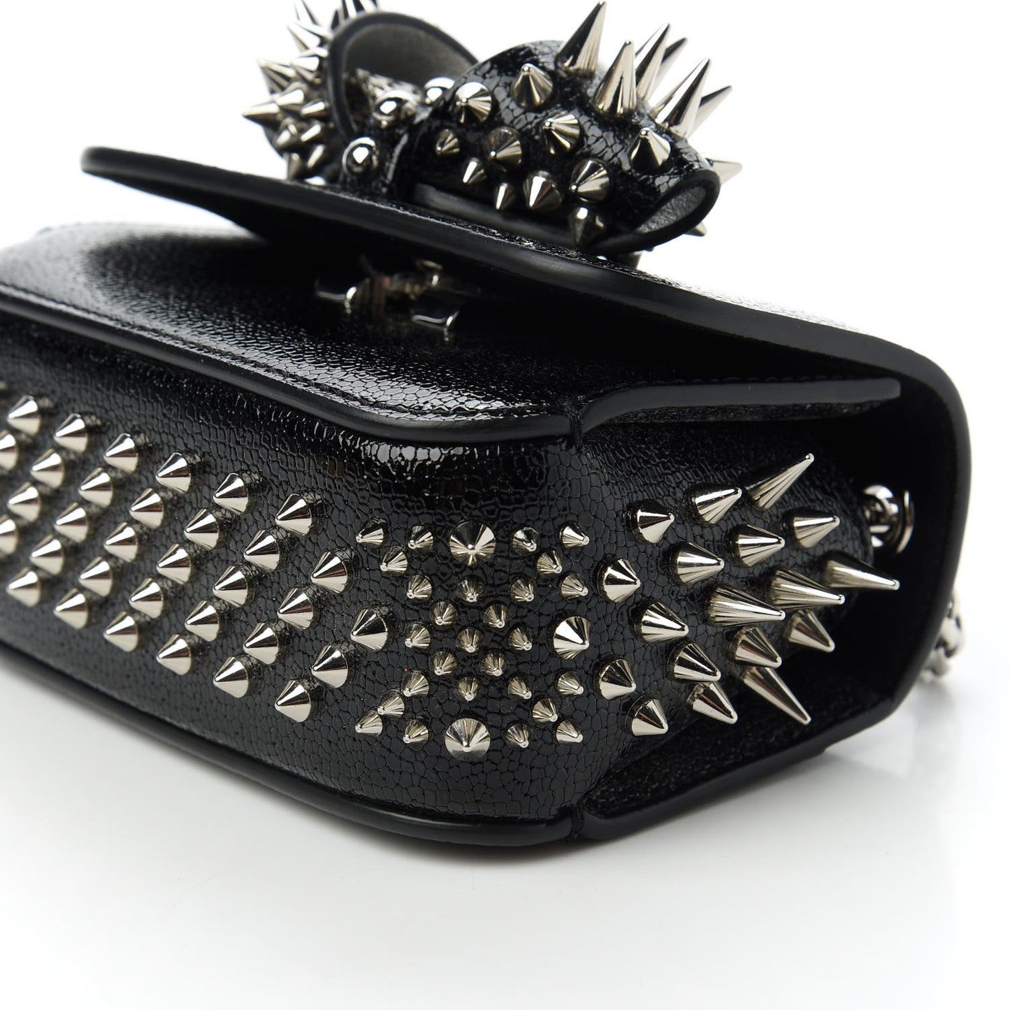 Jurassic Calfskin Spikes Sweety Charity NV Crossbody Bag Black Silver