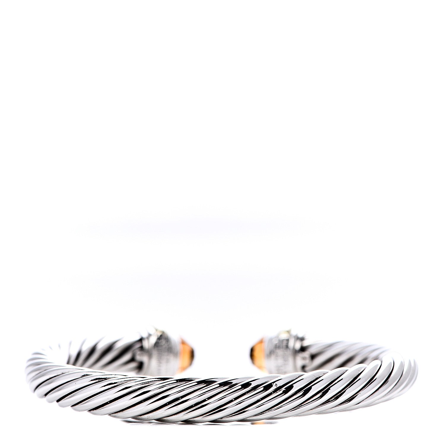 David Yurman Sterling Silver 14K Yellow Gold Citrine 7mm Cable Classics Bracelet 3 of 6