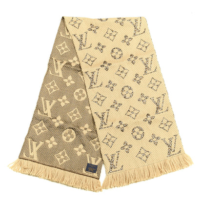 Louis Vuitton Wool Silk Monogram Giant Jungle Logomania Shine Scarf Beige 2 of 3