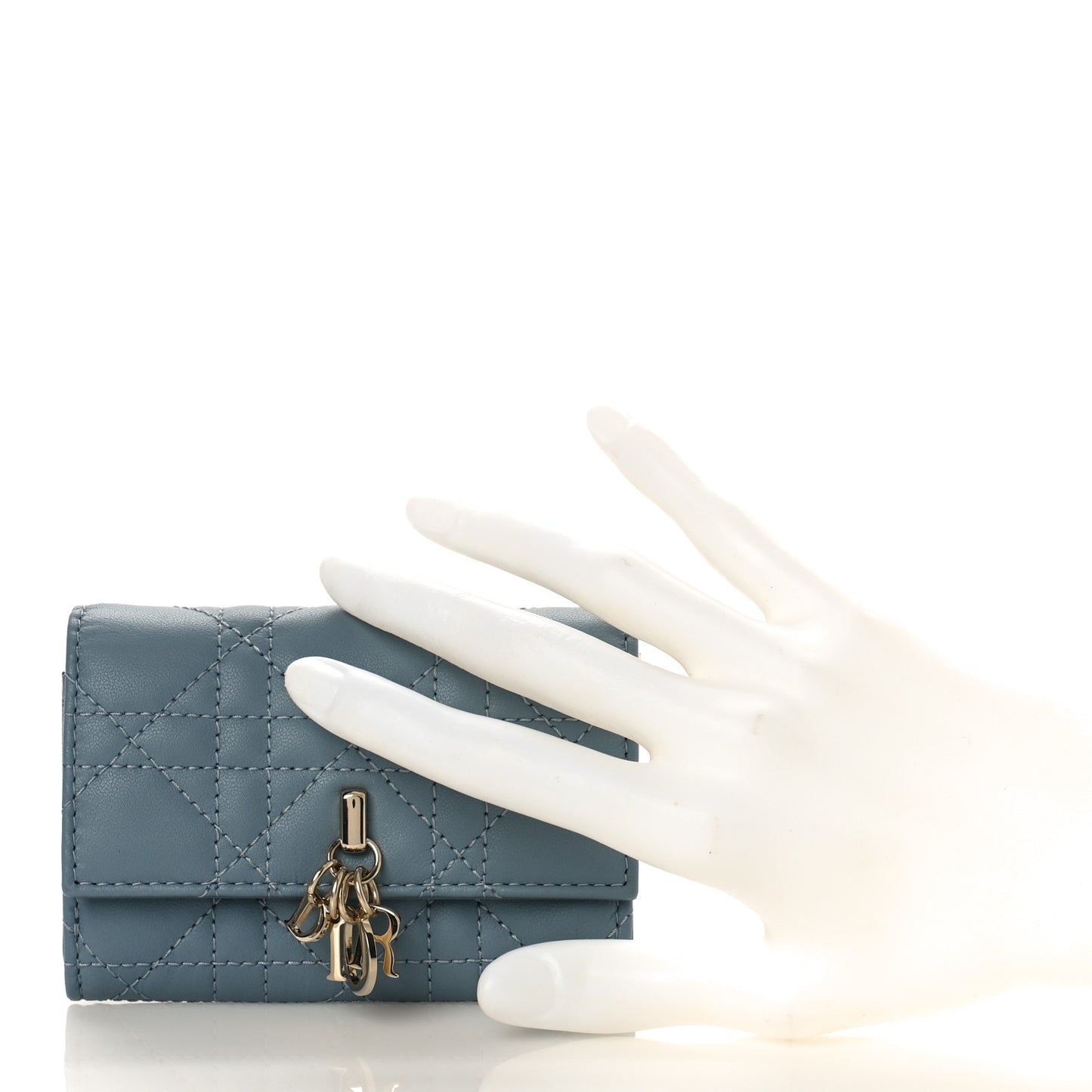 Lambskin Cannage Miss Dior Glycine Wallet Cloud Blue