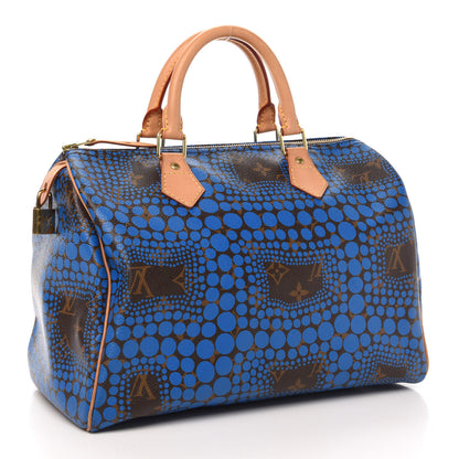 Louis Vuitton Monogram Kusama Town Speedy 30 Blue 3 of 10