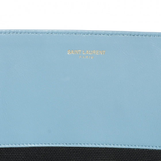 Leather Reversible East West Shopper Tote Sky Blue