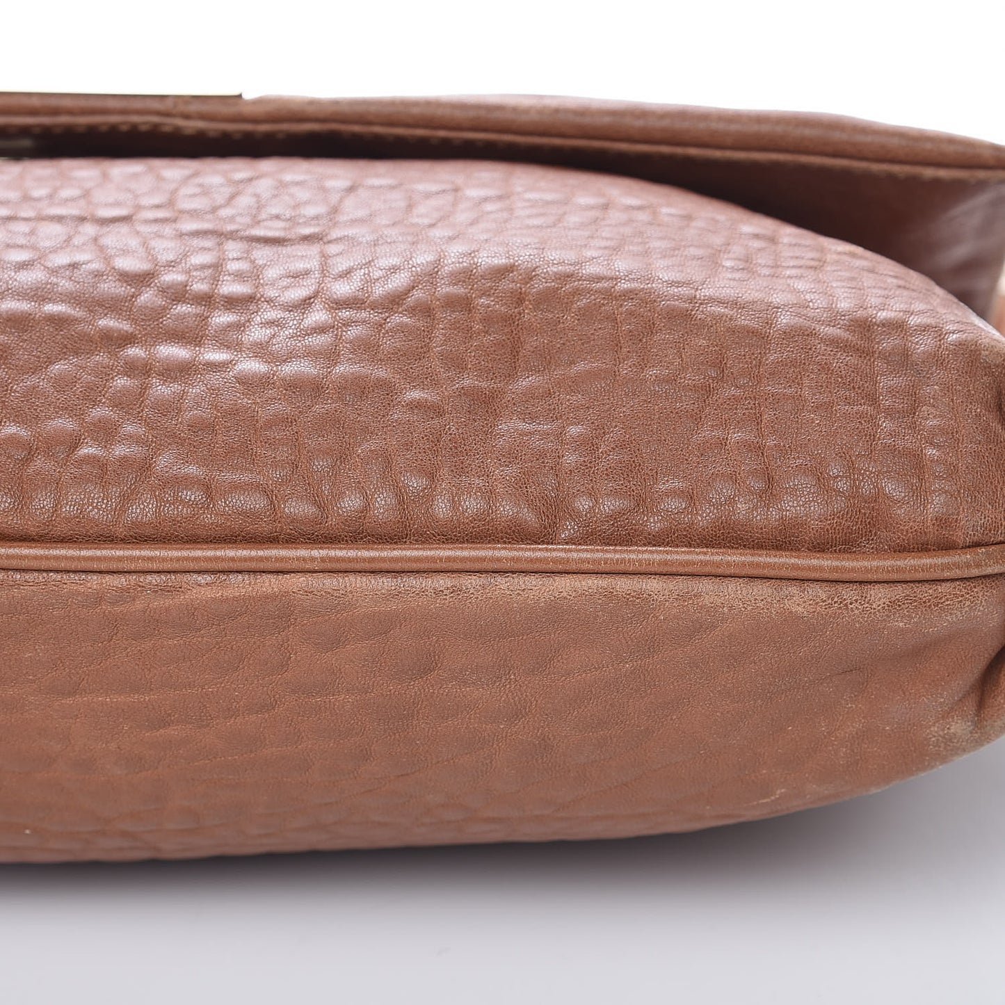 Crinkled Lambskin Colorblock Large Mia Shoulder Flap Camel Osso Naturale