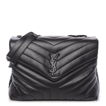 Saint Laurent Calfskin Y Quilted Monogram Medium Loulou Chain Satchel Black 1 of 11