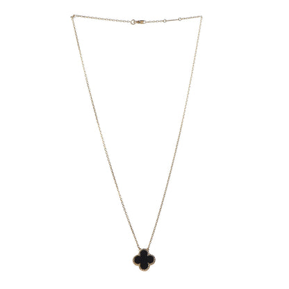 Van Cleef & Arpels 18K Yellow Gold Black Onyx Vintage Alhambra Pendant Necklace 3 of 6