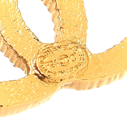 Chanel Metal Textured CC Earrings Gold 4 of 4