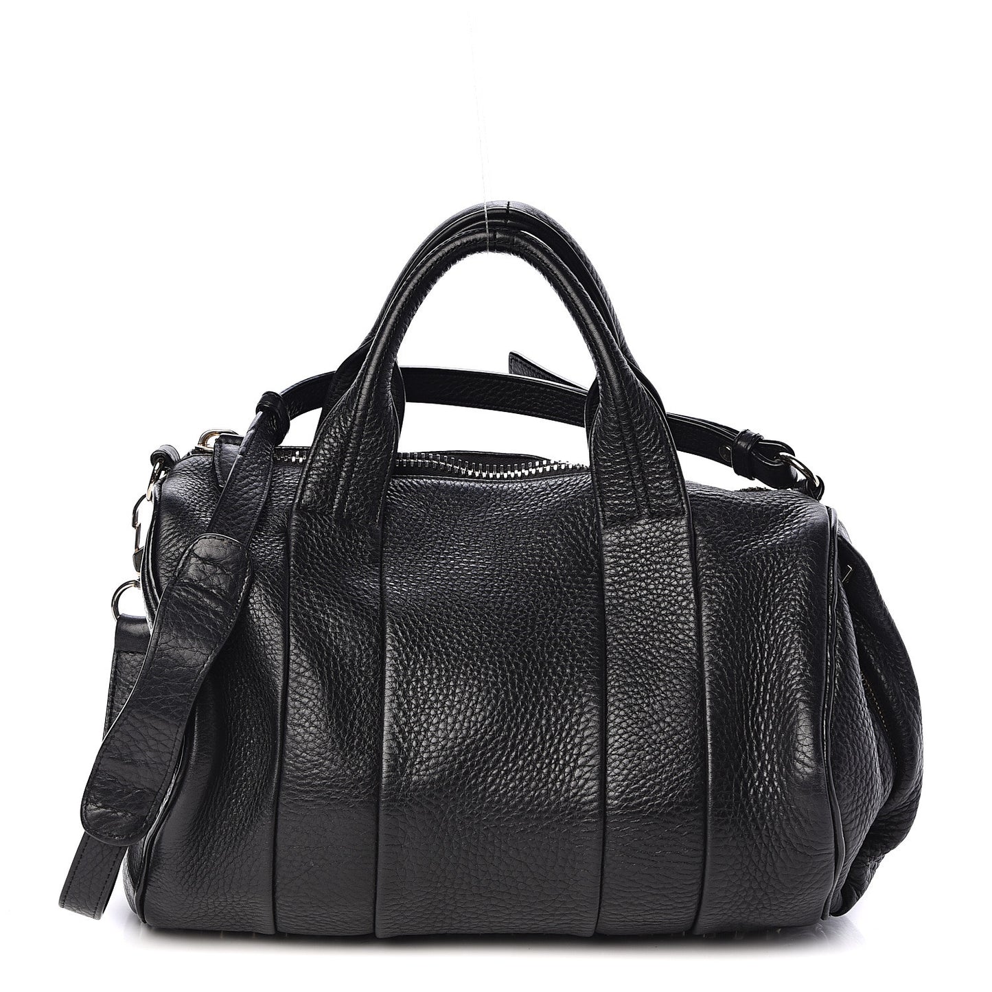 Pebbled Lambskin Rocco Black Silver Hardware