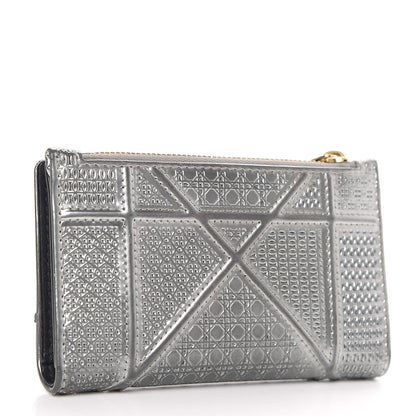 Christian Dior Metallic Patent Micro-Cannage Diorama Elancee Wallet Onyx Silver 3 of 6