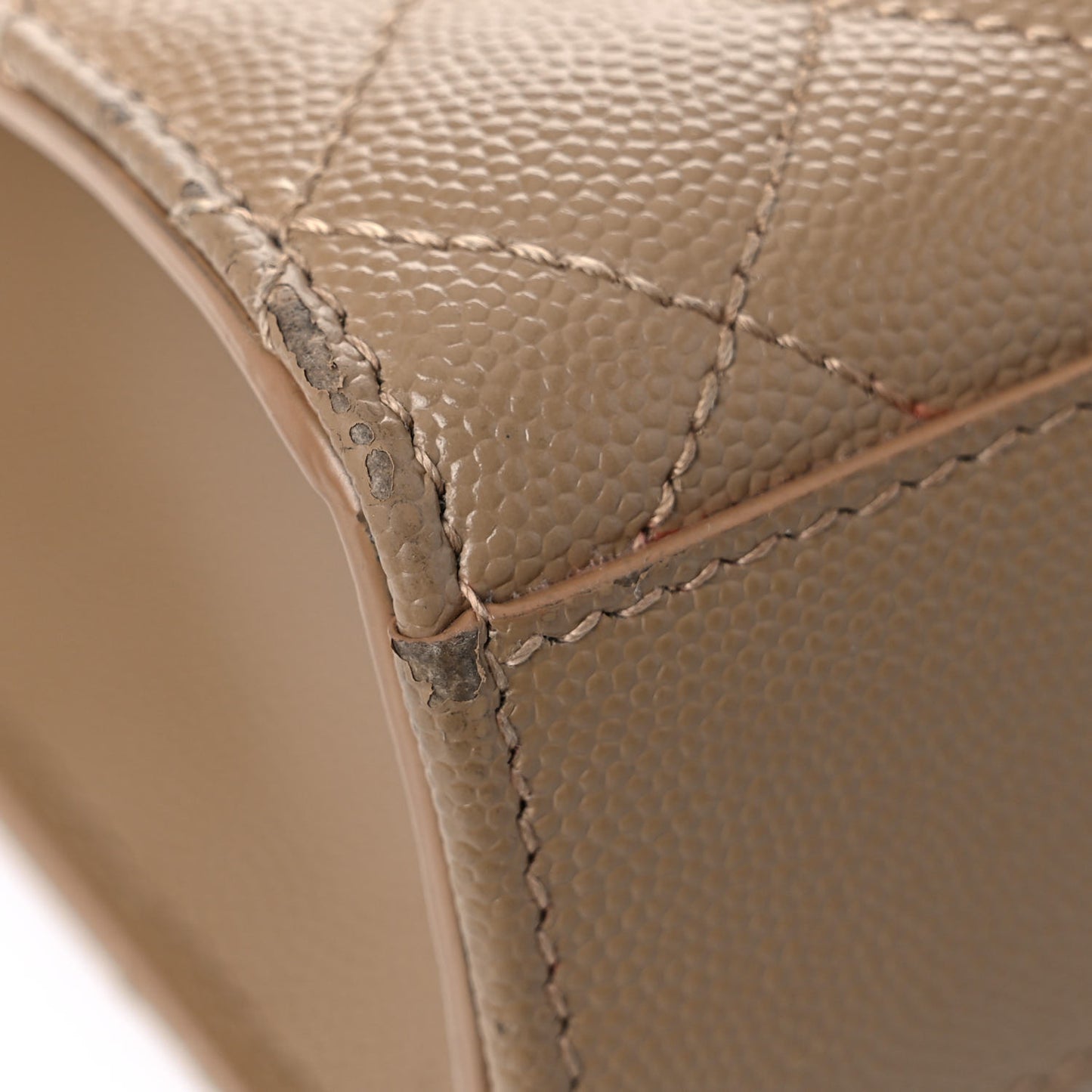 Grain De Poudre Textured Mixed Matelasse Medium Triquilt Monogram Satchel Dark Beige