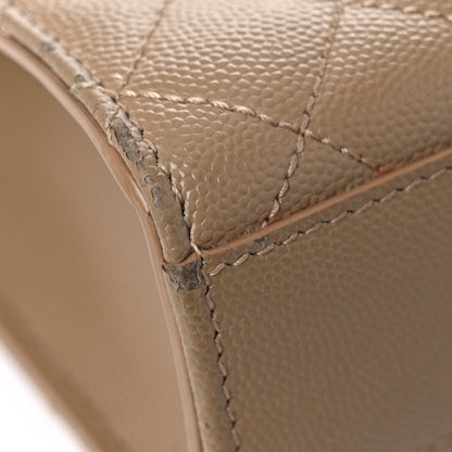 Saint Laurent Grain De Poudre Textured Mixed Matelasse Medium Triquilt Monogram Satchel Dark Beige 11 of 23