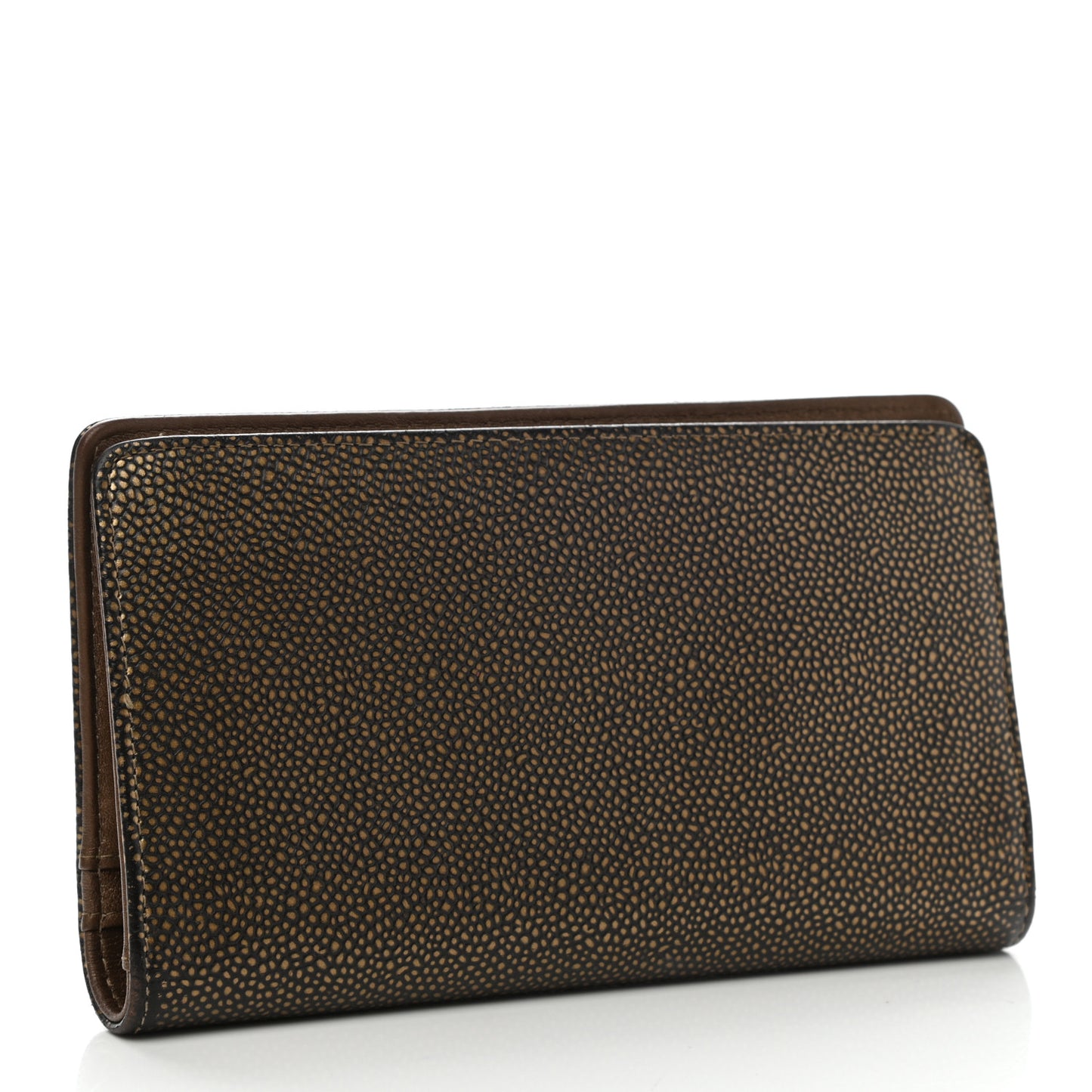 Metallic Caviar Timeless CC Yen Wallet Gold