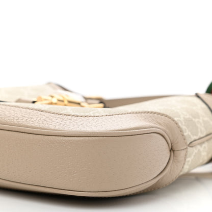 Gucci GG Supreme Monogram Textured Dollar Calfskin Web Small Jackie 1961 Hobo Beige Mystic White Oatmeal 8 of 8