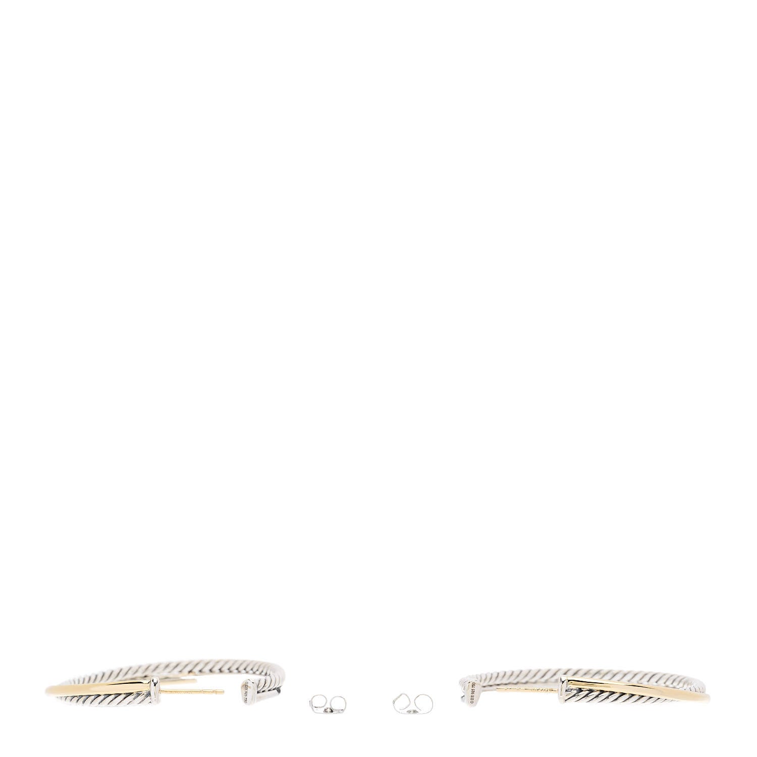David Yurman Sterling Silver 18K Yellow Gold 44mm Extra Large Crossover Cable Hoop Earrings 4 of 4