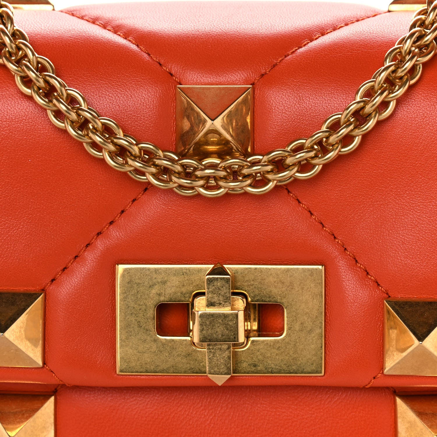 Valentino Garavani Nappa Medium Roman Stud Shoulder Bag Orange Zest 7 of 14