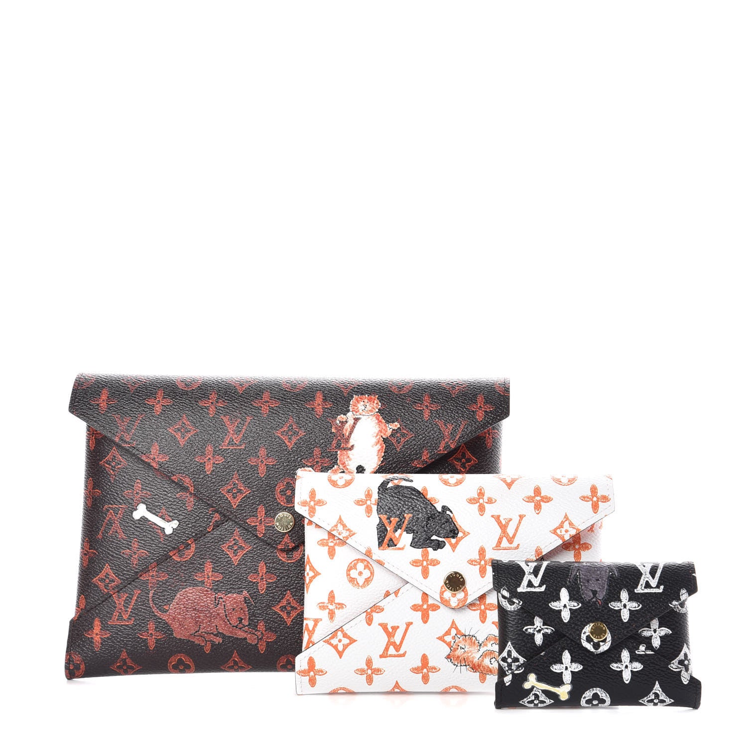 Louis Vuitton Catogram Kirigami Pochette Set Marron White Black 1 of 12