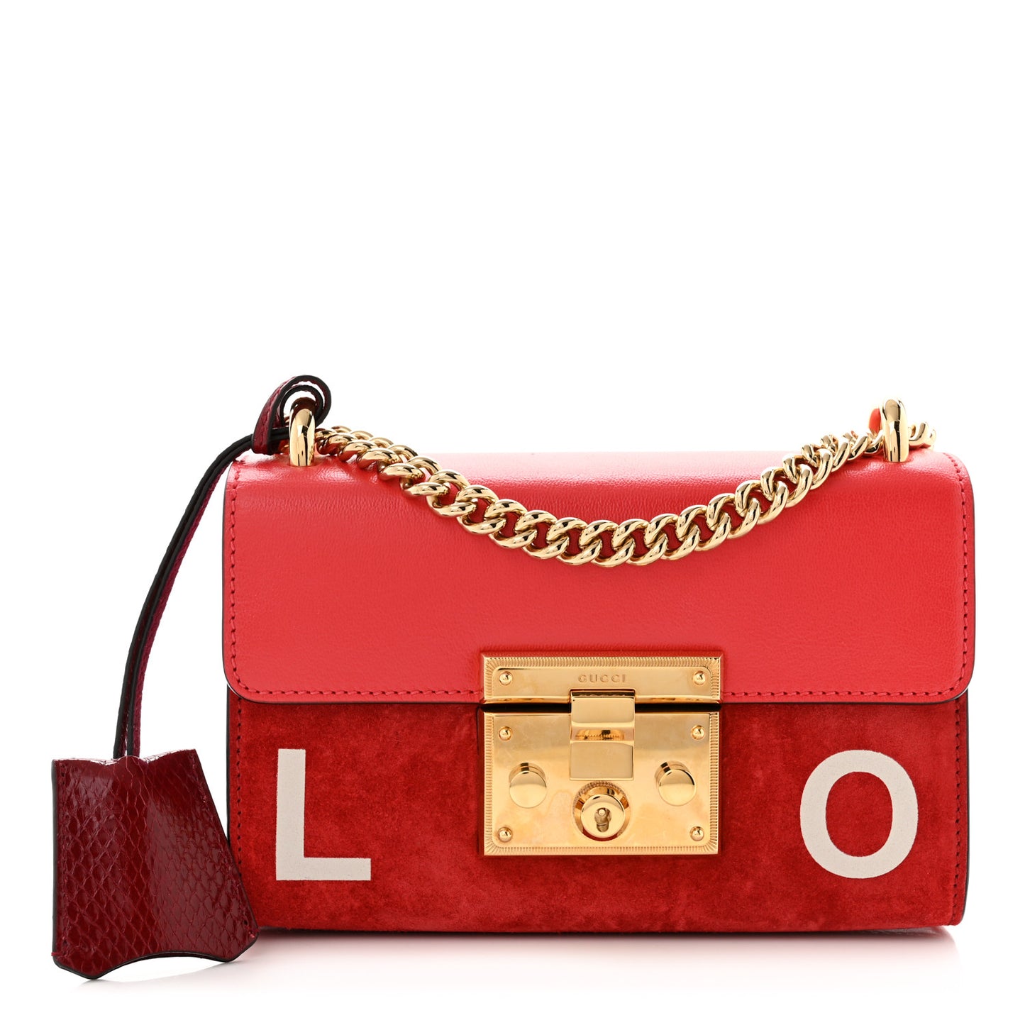 Suede Calfskin Valentine's Day Small Padlock Shoulder Bag Red