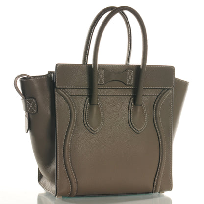 Celine Drummed Calfskin Micro Luggage Souris 3 of 8