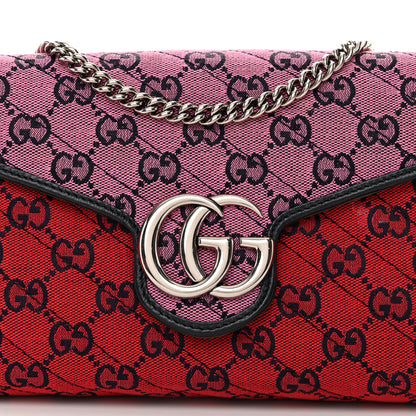 Gucci Monogram Multicolor Matelasse Diagonal GG Marmont Chain Wallet Red Blue Pink Green 8 of 19