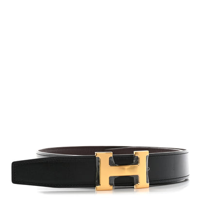 Hermes Box Togo 32mm H Belt 80 32 Black Chocolate 1 of 7