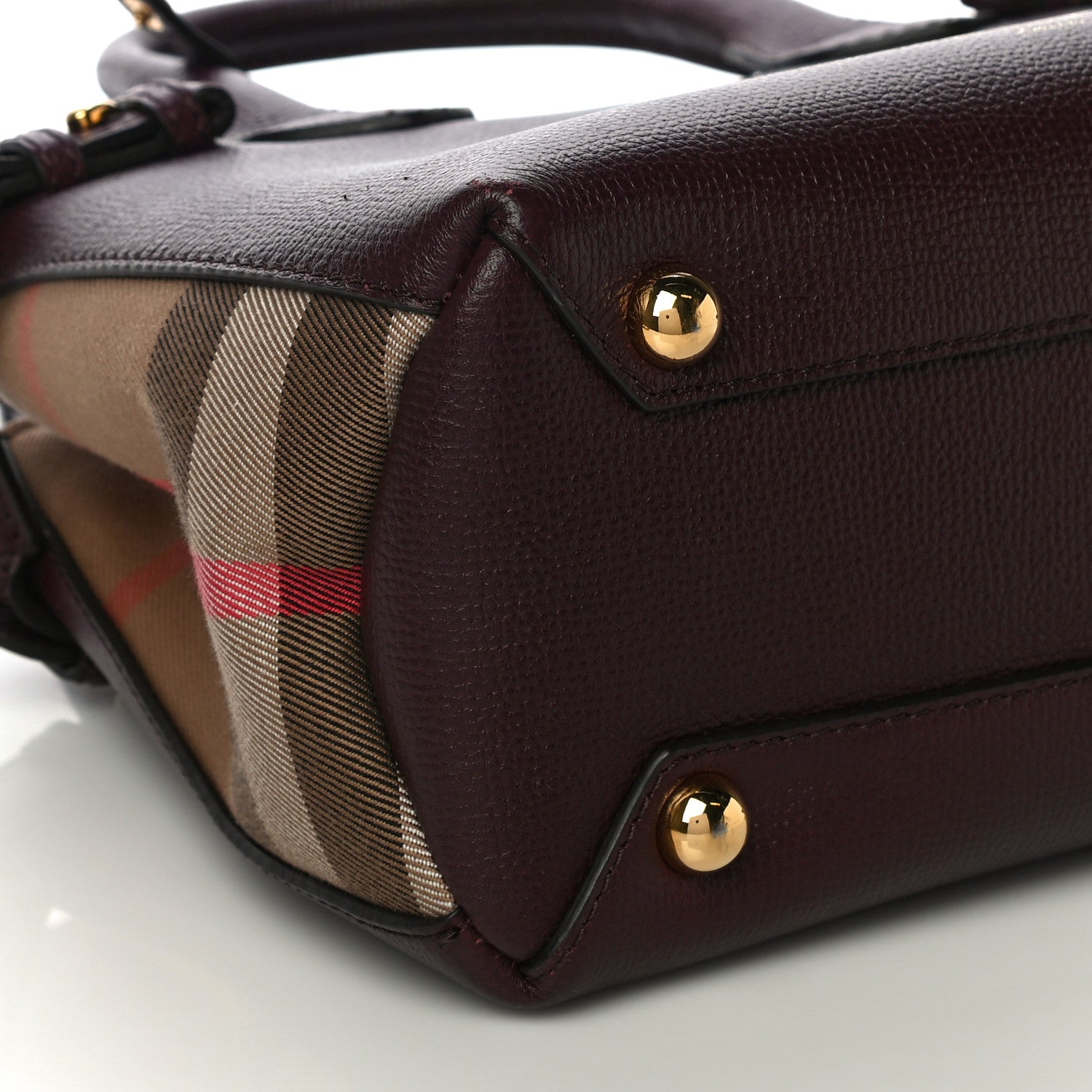 Burberry Derby Calfskin House Check Small Bi-Color Mahogany Red 8 of 9