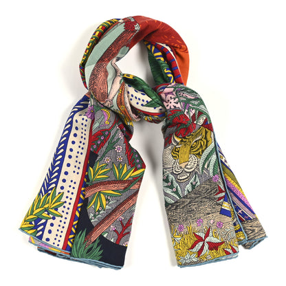 Hermes Cashmere Silk Acte III Scene I La Clairiere Shawl 140 Orange Vert Multicolore 1 of 6