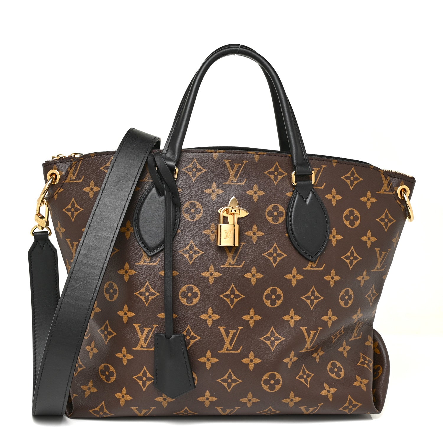 Louis Vuitton Monogram Flower Zipped Tote MM Black 1 of 10