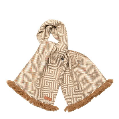 Hermes Cashmere Tile Weave Muffler Camel Ecru 1 of 4