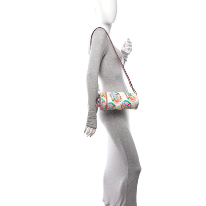 Gucci X THE NORTH FACE Econyl Nylon Barrel Shoulder Bag Ivory Turquoise Wild Rose 2 of 12