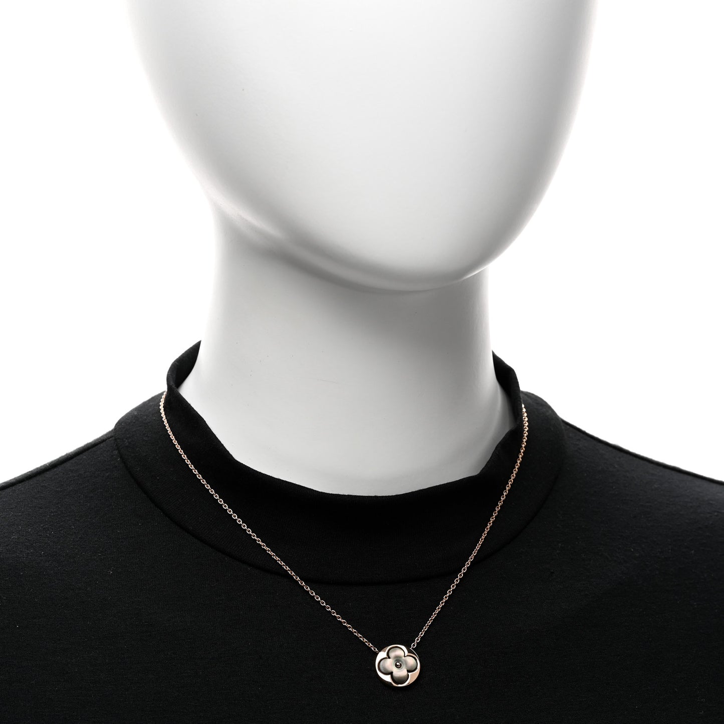 18K Pink Gold Grey Mother Of Pearl Blossom Sun Pendant Necklace