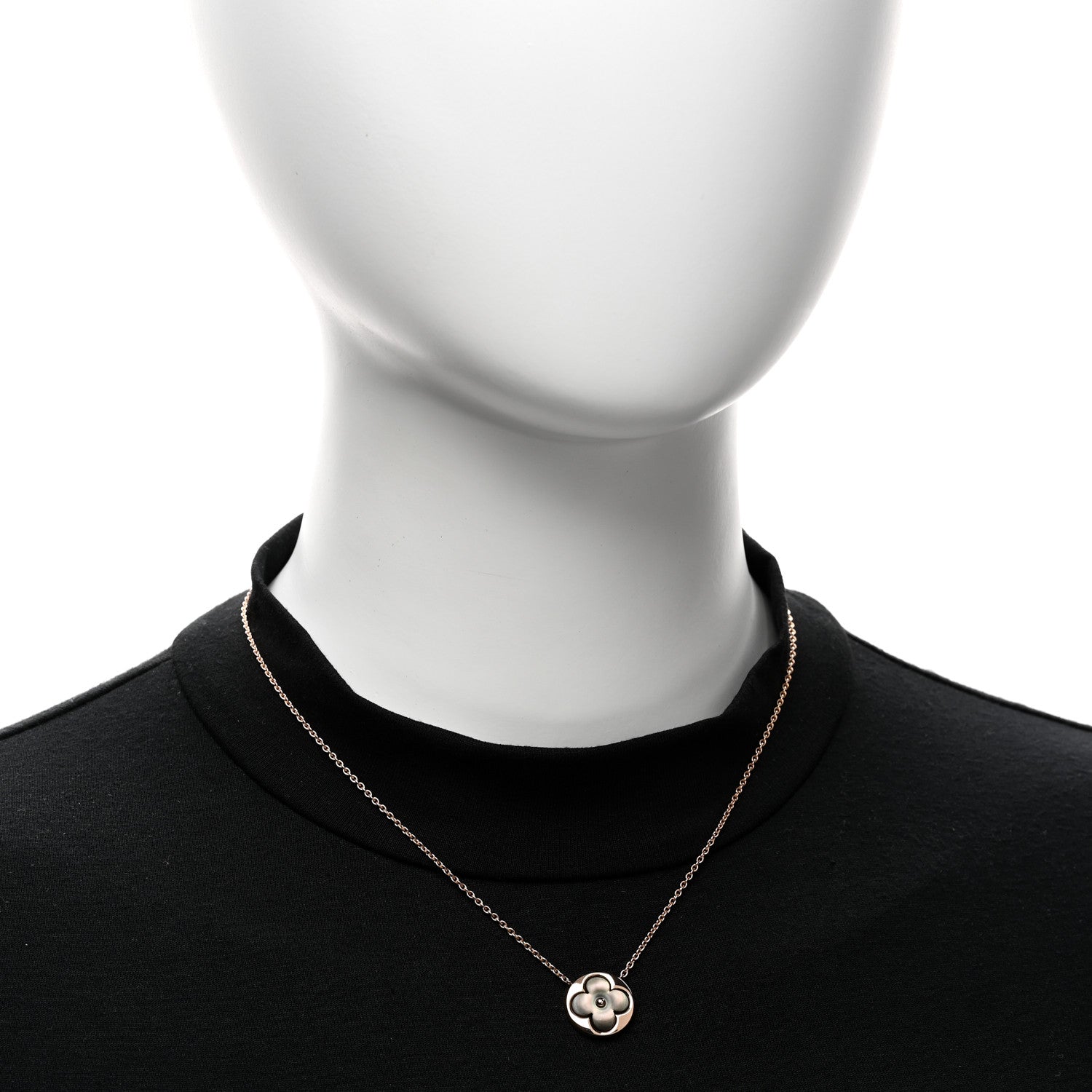Louis Vuitton 18K Pink Gold Grey Mother Of Pearl Blossom Sun Pendant Necklace 2 of 5