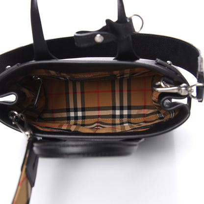 Burberry Grainy Calfskin House Check Small Banner Tote Black 5 of 10