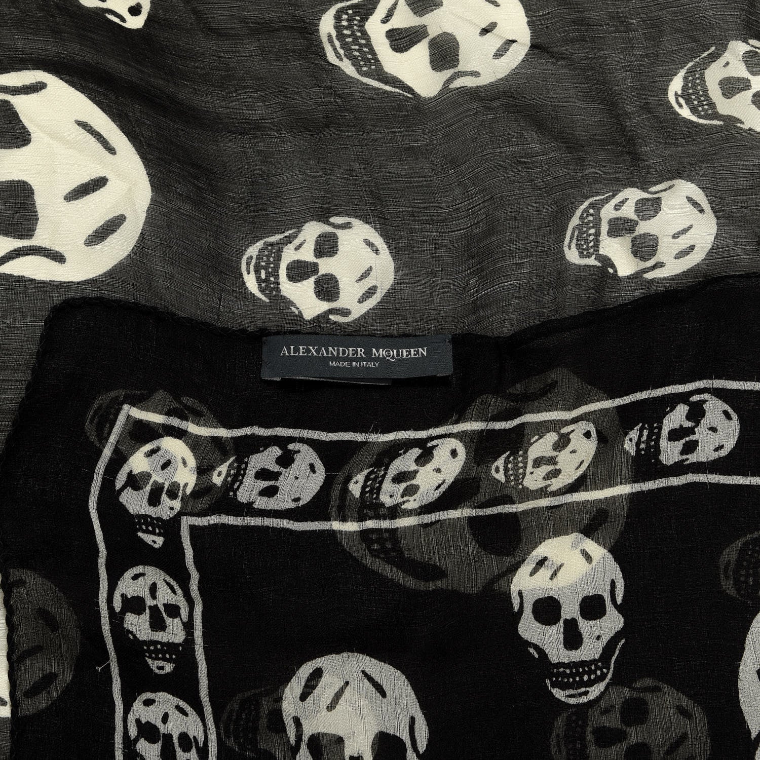 Alexander McQueen Silk Chiffon Skull Scarf Black White 3 of 4