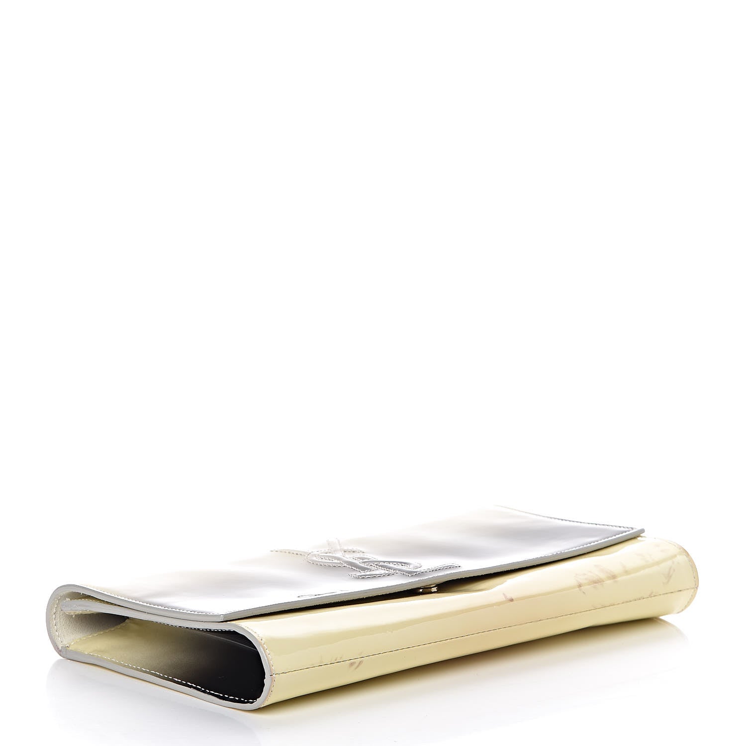 Saint Laurent Patent Calfskin Ombre Monogram Large Belle De Jour Clutch Ivory Black 4 of 12