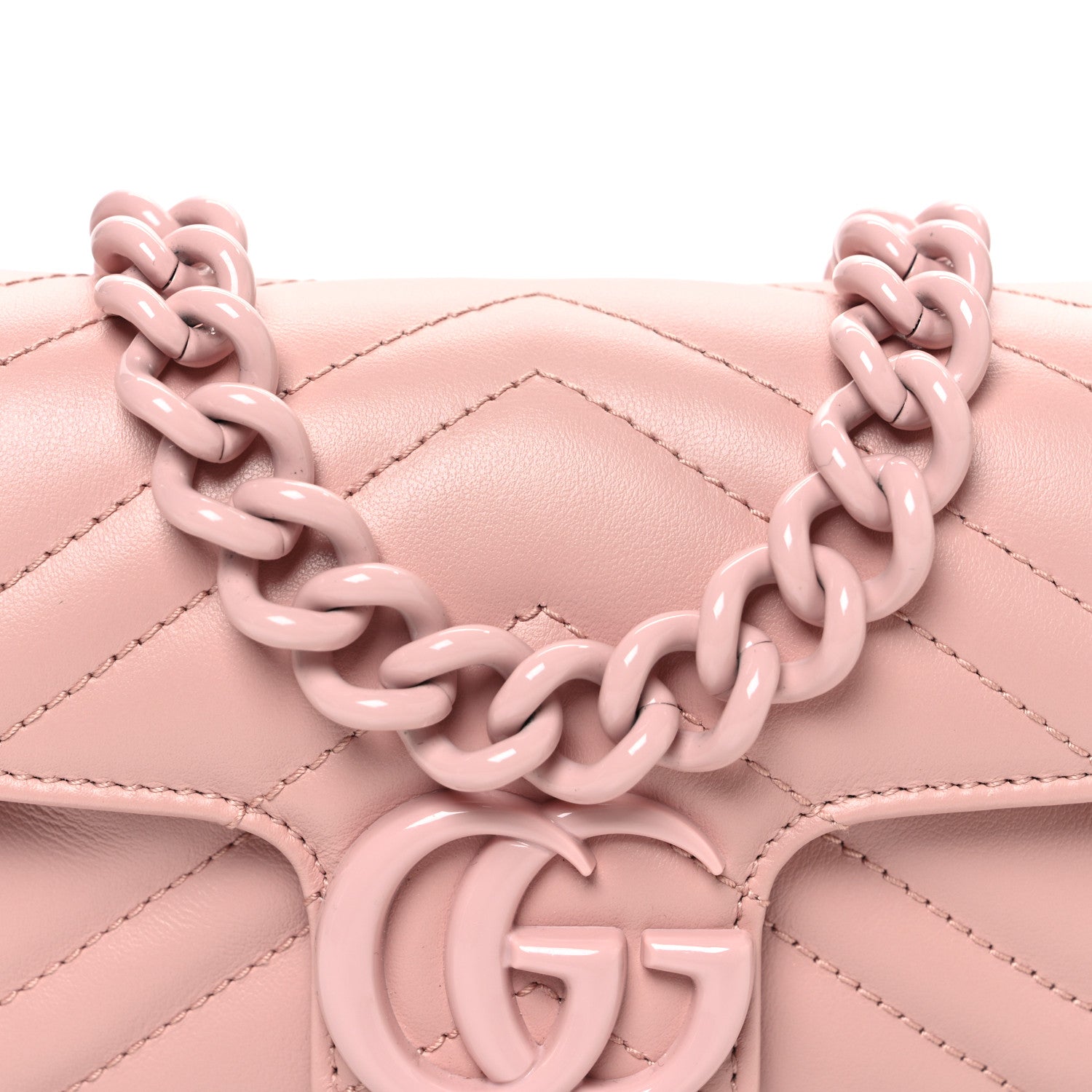 Gucci Calfskin Matelasse Monochrome GG Marmont Chain Belt Bag Perfect Pink 8 of 10