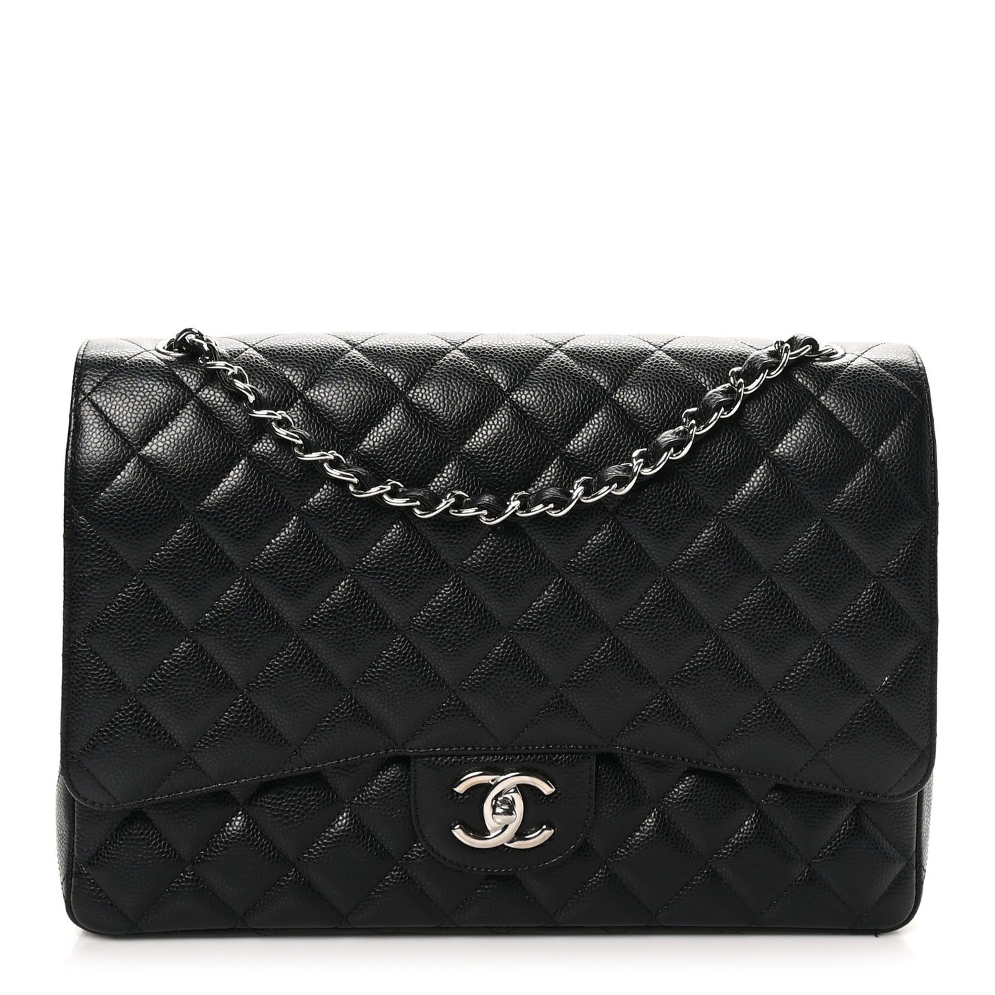 Caviar Quilted Maxi Double Flap Black