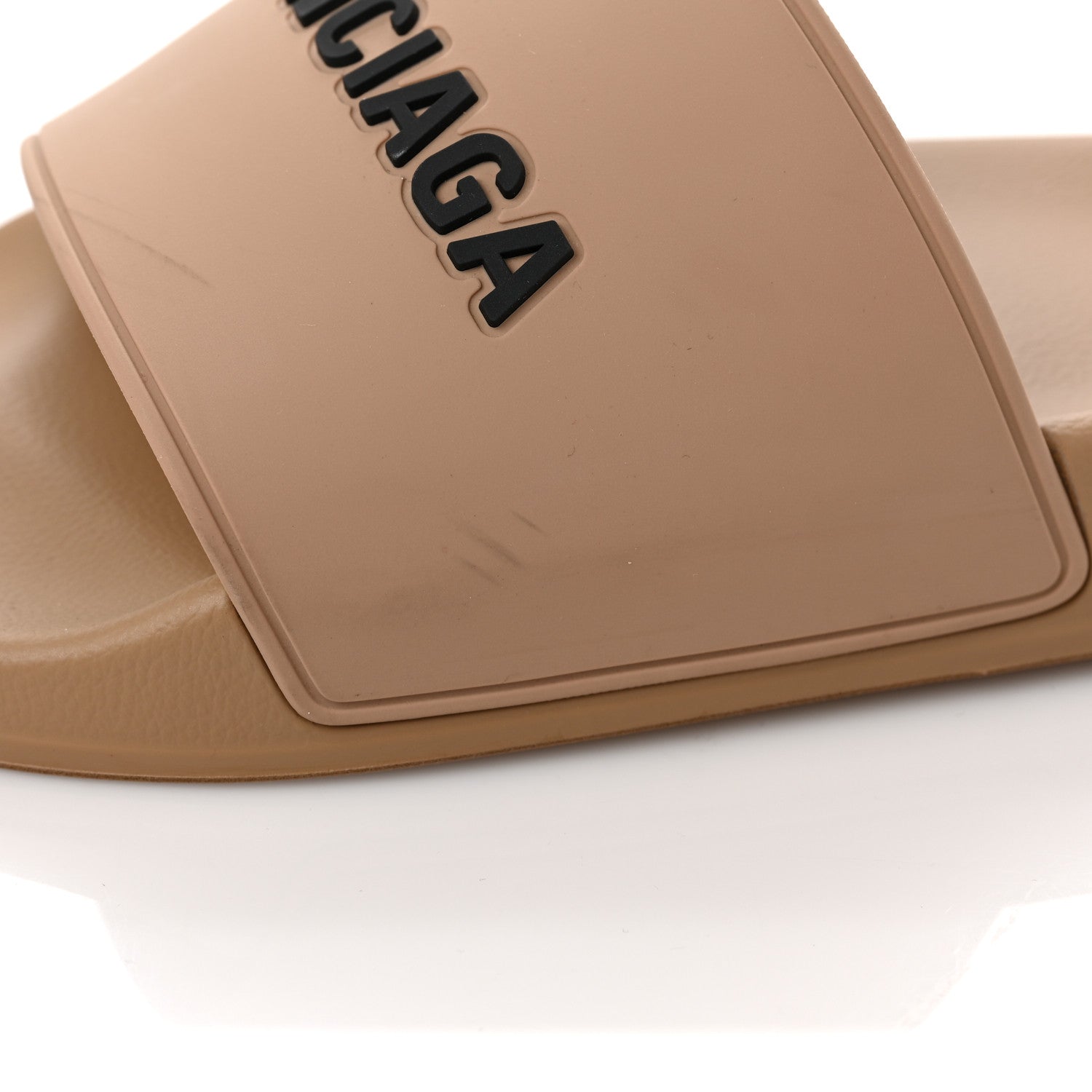 Balenciaga Rubber Logo Mens Pool Slide Sandals 46 Beige Black 8 of 9