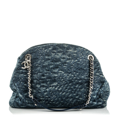 Chanel Denim Camellia Embroidered Large Just Mademoiselle Blue 1 of 7
