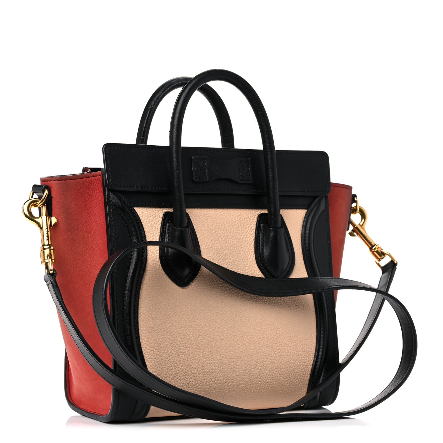 Drummed Calfskin Nubuck Nano Tri-Color Luggage Ruby