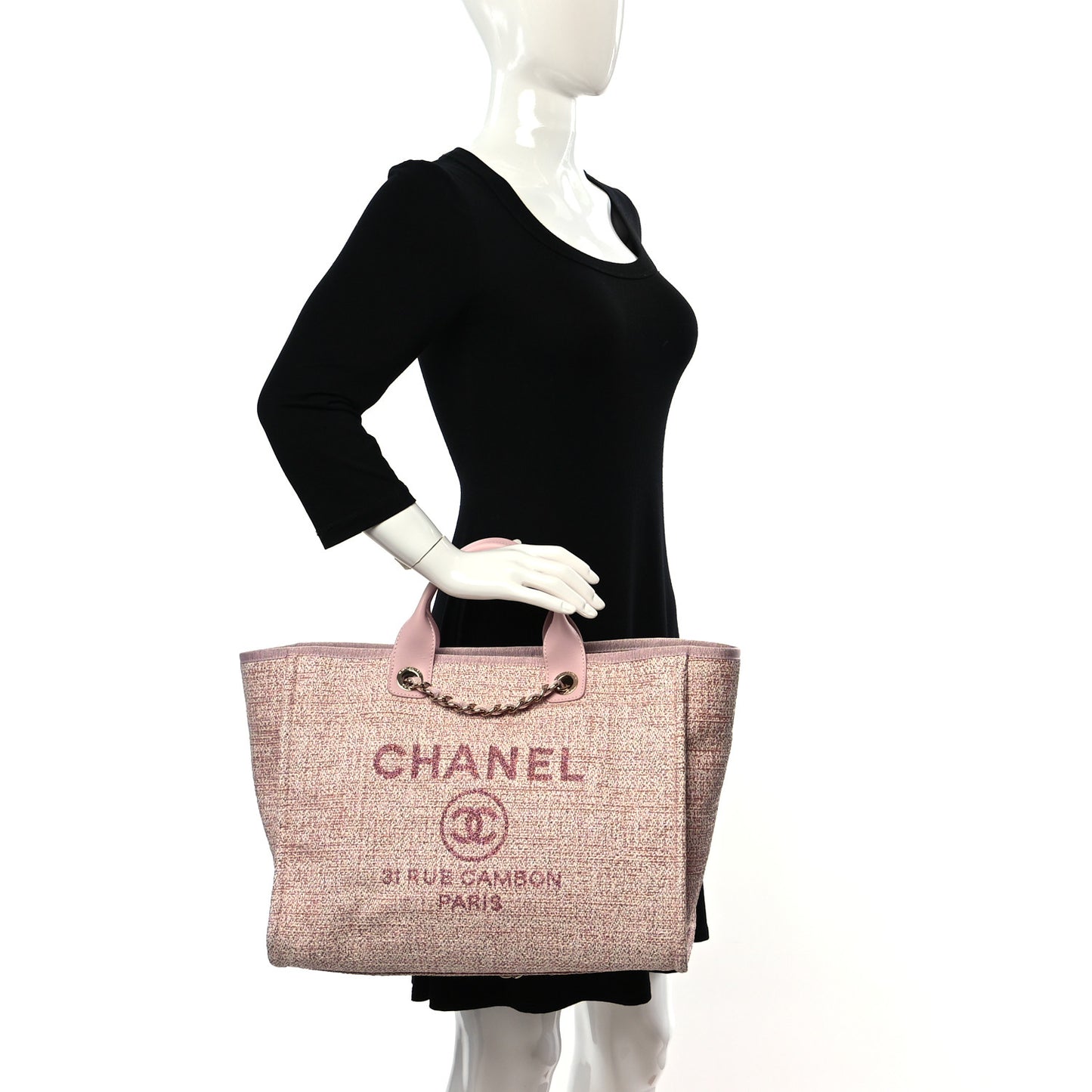 Lurex Boucle Deauville Medium Tote Pink