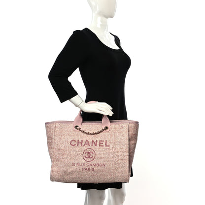 Chanel Lurex Boucle Deauville Medium Tote Pink 2 of 9