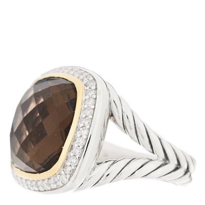 David Yurman Sterling Silver 18K Yellow Gold Diamond Smoky Quartz 14mm Albion Ring 51 5.75 3 of 5