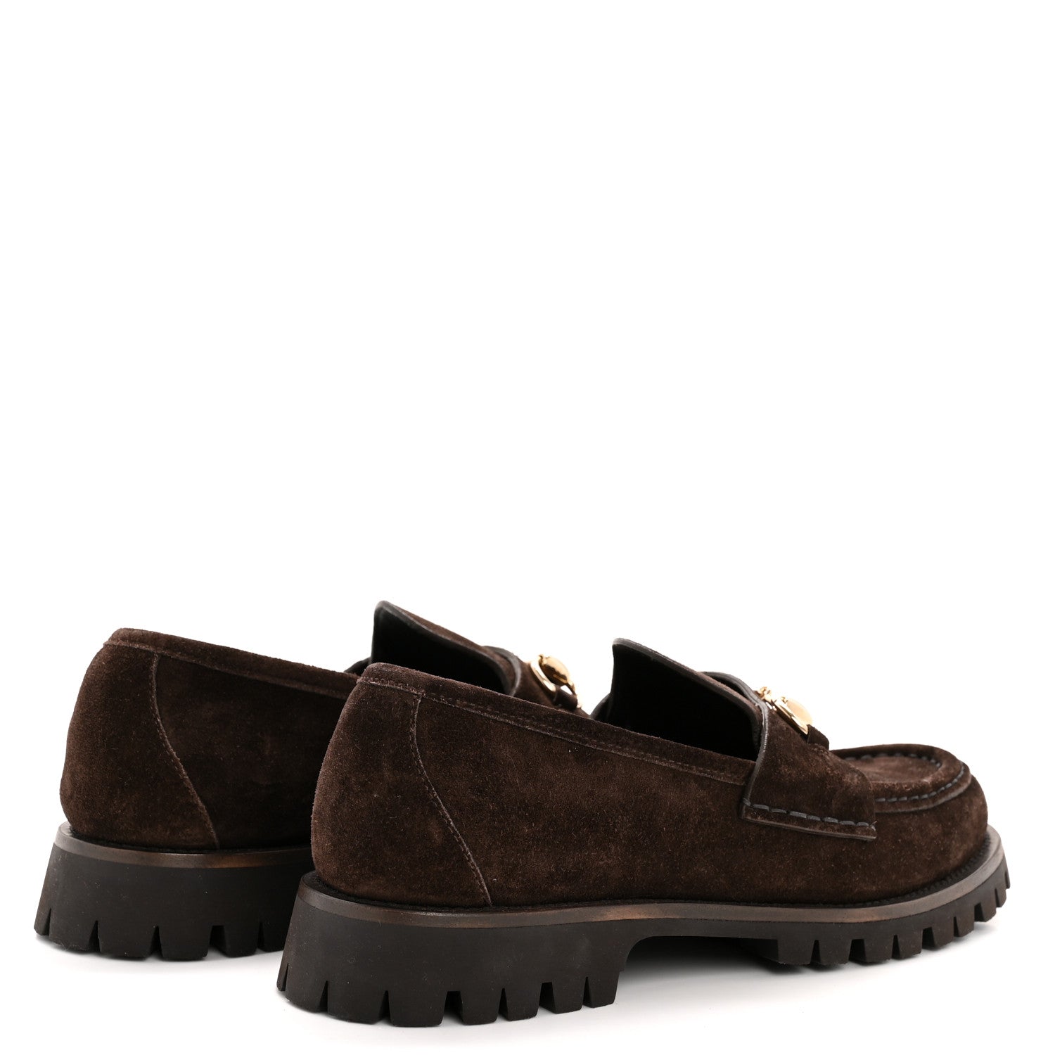 Gucci Suede Womens Horsebit Lug Sole Loafers 38.5 Dark Brown 5 of 10