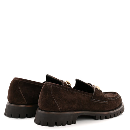 Gucci Suede Womens Horsebit Lug Sole Loafers 38.5 Dark Brown 5 of 10