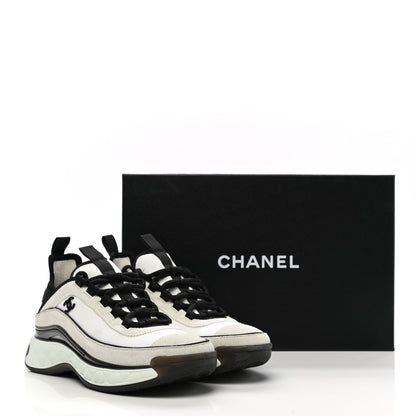 Chanel Velvet Calfskin Mixed Fibers CC Sneakers 36 White Black 9 of 9