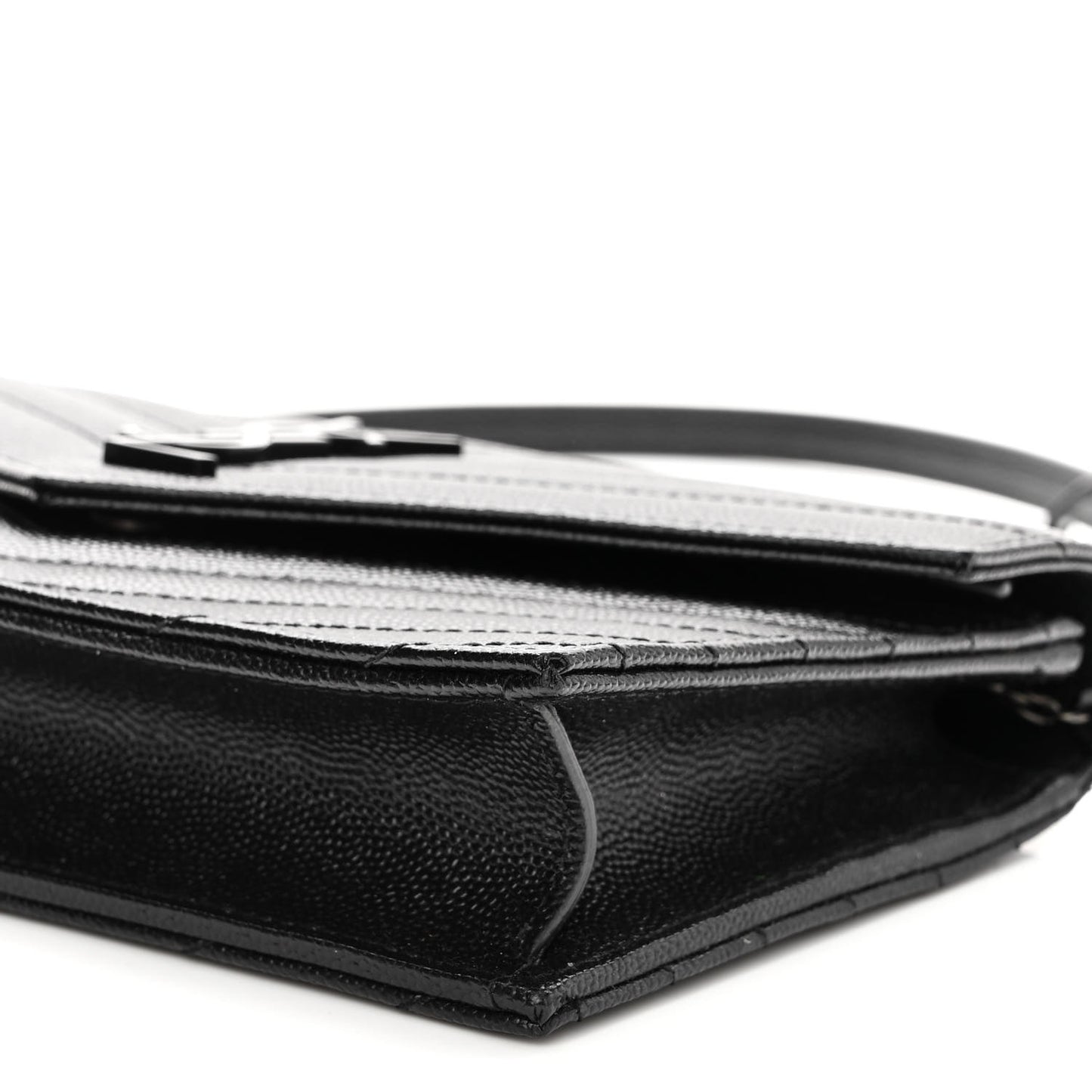 Grain De Poudre Matelasse Chevron Monogram Monochrome Envelope Chain Wallet Black