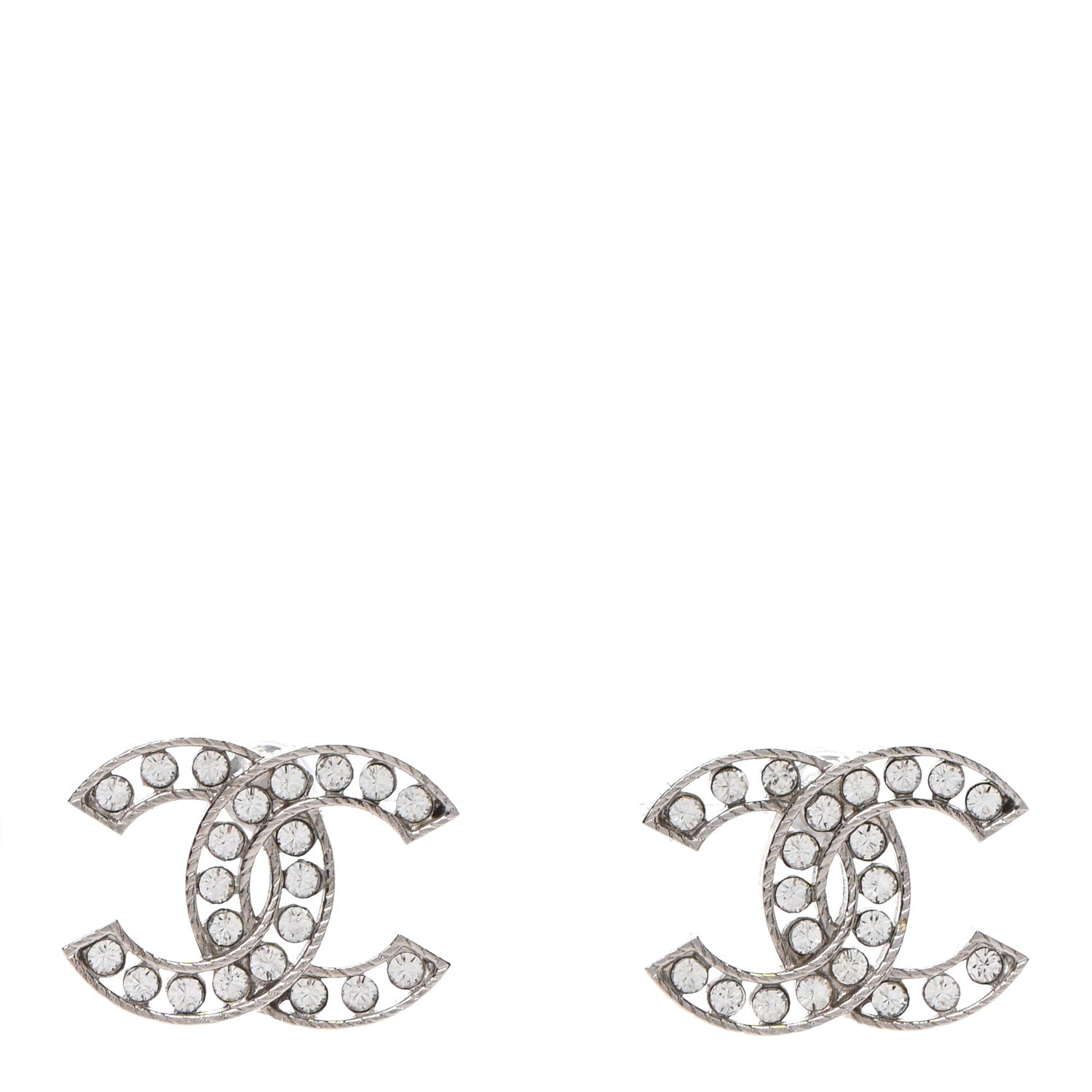 Chanel Crystal CC Earrings Silver 1 of 4