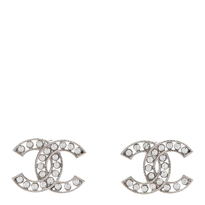 Chanel Crystal CC Earrings Silver 1 of 4