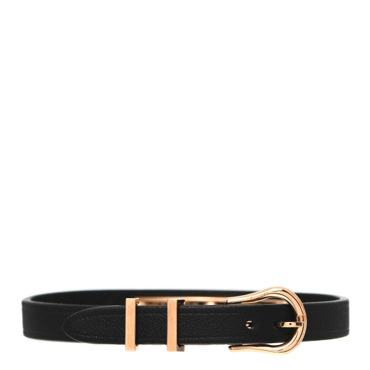 Hermes 18K Rose Gold Swift Diamond Kelly Pave Sangle Bracelet Black 3 of 6