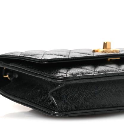 Chanel Pearly Caviar Quilted Fit For You Wallet On Chain WOC Black 10 of 13