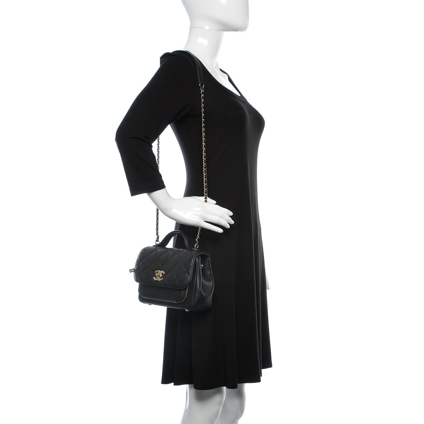 Caviar Quilted Small Business Affinity Flap Black